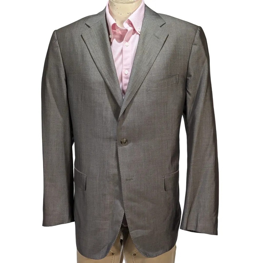 Corneliani Men's Grey Wool Silk Blazer Sport Coat Jacket 56L Italy  EUC